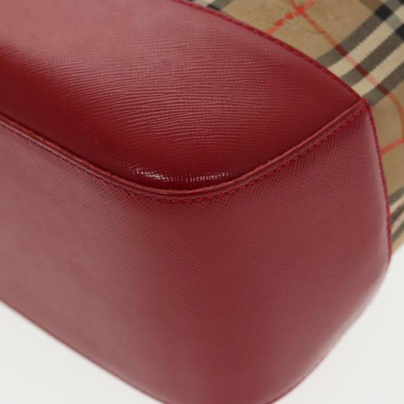BURBERRY Nova Check Hand Bag Canvas  Leather Beige Red Auth 102476 - Picture 13 of 16